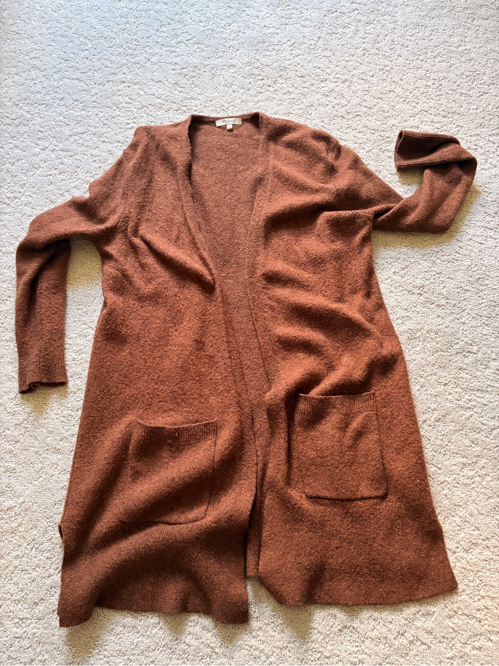 Madewell Open-Front Long Cardigan - Rust